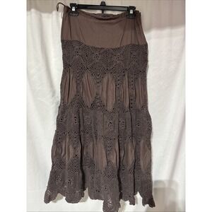 VTG Willi Smith Womens Cotton Fully Lined Embroidered Skirt Size 6 Y2K Boho